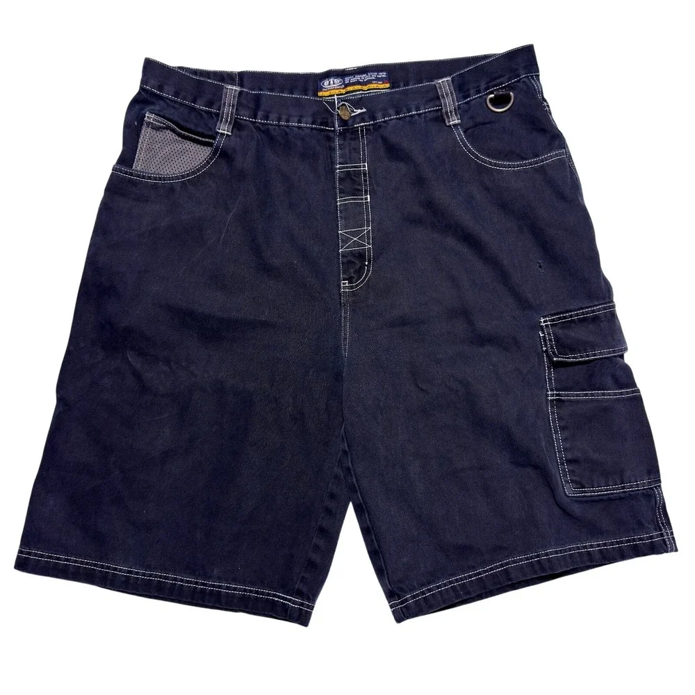 Vintage OTB Denim Jean Shorts Mens 36 Baggy Fit Jorts Black Skate Y2K 90s - Picture 2 of 8